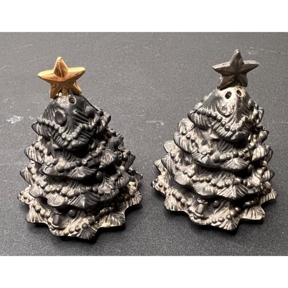 VGT Godinger Silver Plated Christmas Trees Salt and Pepper Shakers  Holiday - Picture 3 of 12